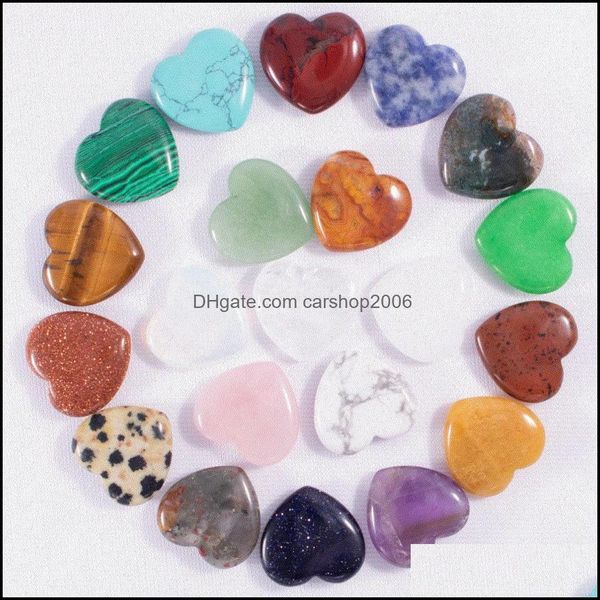 Pedras 20x6mm em forma de cora￧￣o rosa natural quartzo gemstone Cryaling curail chakra reiki artesanato brinquedos divertidos ornamentos gotejar 2021 joalher dhoqn