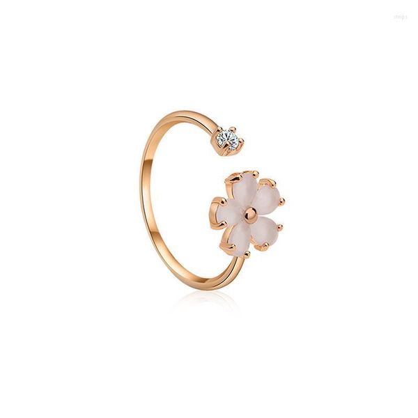 Ringos de cluster Design original Cherry Blossom Diamond Abertura Anel ajustável Ringue fresco e romântico charme fofo jóias de prata