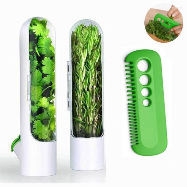 Bouteilles de stockage 2pcs / set Vanilla Fresh-Keeping Cup Kitchen Premium Saver Gadgets Keeping Green Box Leaf Peeler Organizer Container