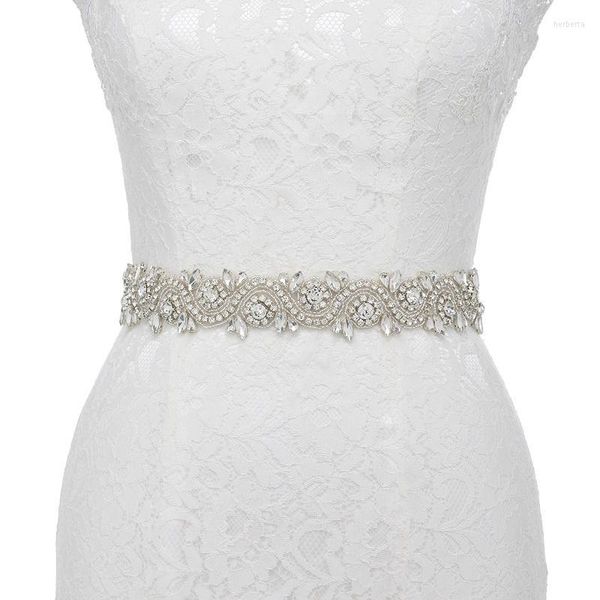 Cinture JLZXSY Cintura da sposa in cristallo fatta a mano con strass e diamanti applicati per abito da sera da sposa