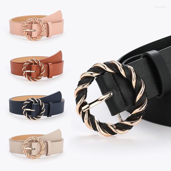 Cinture Retro Twist Pin Buckle Belt Pu Leather Dress For Women Female Buckles Fancy Vintage Jeans Corsetto