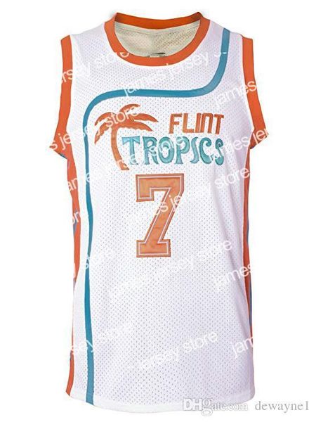 Jerseys de basquete Downtown Malone #69 Monix #11 Flint Tropics Jersey #7 Coffee Black #33 Moon Semi Pro Movie Movie Men