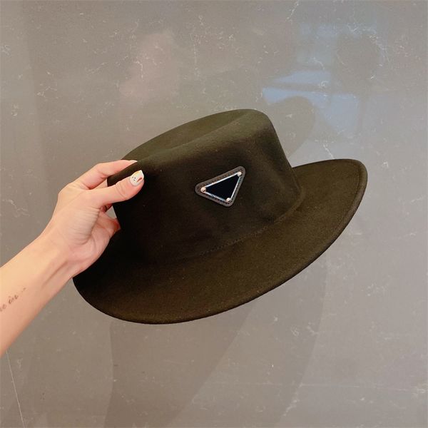 Designer lã de lã Hat Fashion Big Brim Hats for Men Womens Vintage Caps Caps Capés Bucket Band Cap