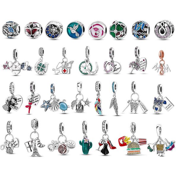 925 Silber Bead Fit Charms Pandora Charm Armband Libelle Perlen Vogel Charms Ciondoli DIY Feine Perlen Schmuck