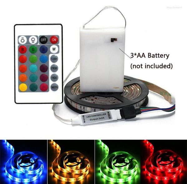 Strisce impermeabili LED alimentate a batteria Strisce luminose RGB 1M 2M 3M 4M 5V 6V Nastro a nastro TV Retroilluminazione Illuminazione di sfondo