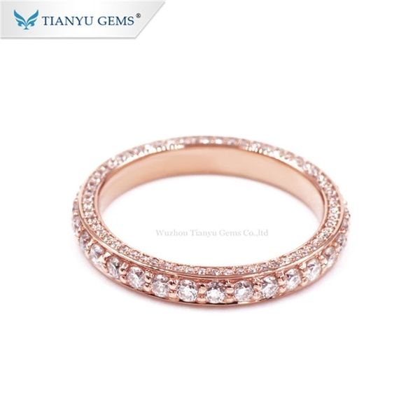 Anéis de casamento Tianyu Gems 10K14K18K Rose Gold for Women Full Sparkle Round Diamond Engagement Band personalizada Jóias finas 220826