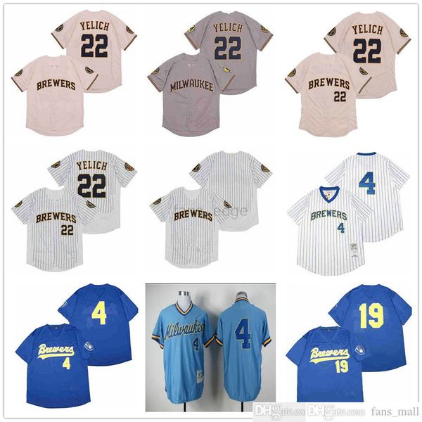 Maglie da baseball da uomo 19 Robin Yount 22 Maglie da baseball personalizzate con doppia cucitura Christian Yelich di alta qualità