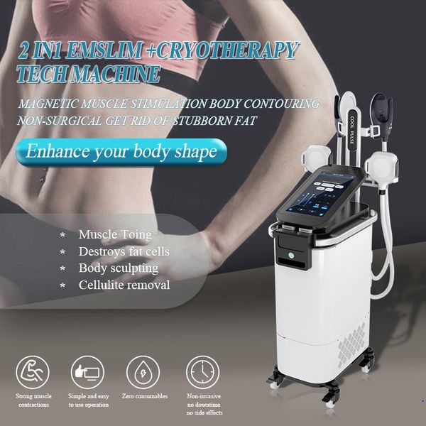 Máquina de emagrecimento de crioterapia HI-EMT de alta qualidade 2 em 1 Cool Sculpt EMSLIM CRYO EMS Muscle Sculptor Professional Muscle Stimulator cryolipolysis gordura freeze