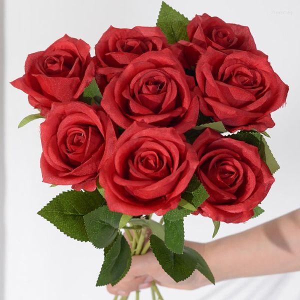 Fiori Decorativi 51 Cm Bella Seta Artificiale Rosa Sposa Con Ramo Di Fiori Finti Flores Per La Decorazione Di Nozze Giardino Domestico Fai Da Te