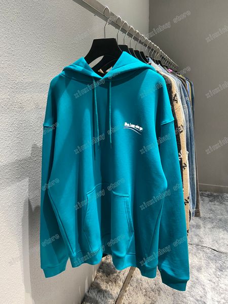 xinxinbuy homens capuzes designer destru￭dos letra de onda mar￭tima PARIS PARIS Women Women Green Branco Branco Azul Blue Oversize XS-L