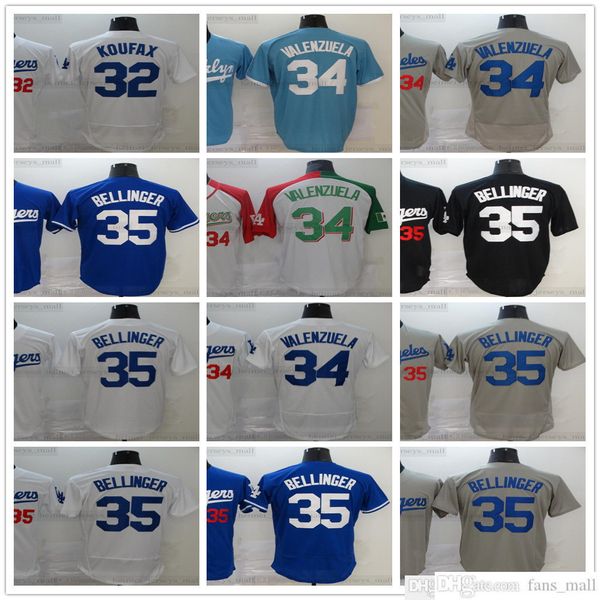 Jersey de beisebol costurada 2021 Koufax 32 Sandy Cody 35 Bellinger 34 Fernando Valenzuela Jerseys de alta qualidade Black Braz Blue Man Tamanho S-xxxl