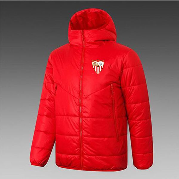 Sevilla FC Men's Down Jacket Capelie Winter Leisure Casat Casal Full Zipper Sports Outdoor Logo de moletom quente Custom