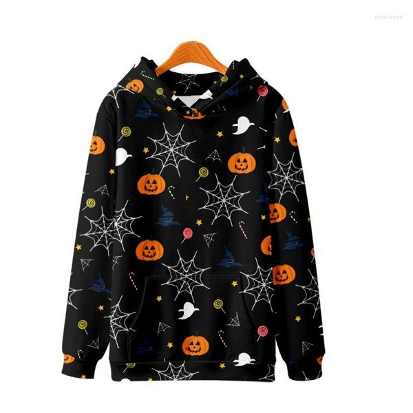 Moletons masculinos casal de outono casal de desenho animado halloween floral estampado de manga longa de manga longa homens casuais mulheres moletom harajuku streetwear