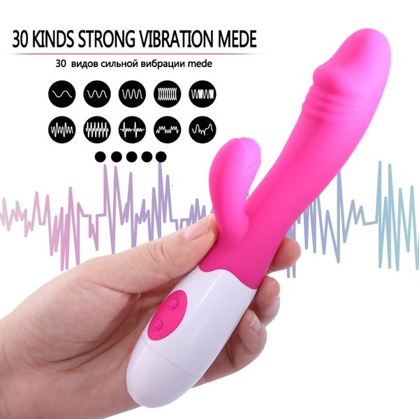 Seks Oyuncak Masajı G Spot Dildo Tavşan Vibratör Çift Titreşim Su Geçirmez Kadın Vajina Klitoris Kadınlar İçin Yetişkin S KXTC 3365