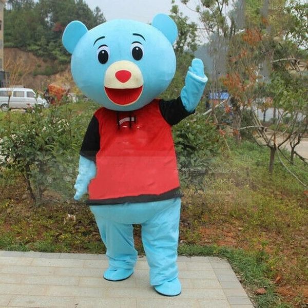 Blue Bear Mascot Costume Party Dress Outfit Abbigliamento Carnevale Adulto