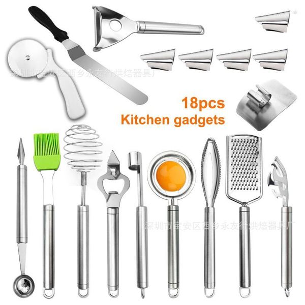 Bakeware Tools Set de 18 peças Gadgets de cozinha utensílios de aço inoxidável