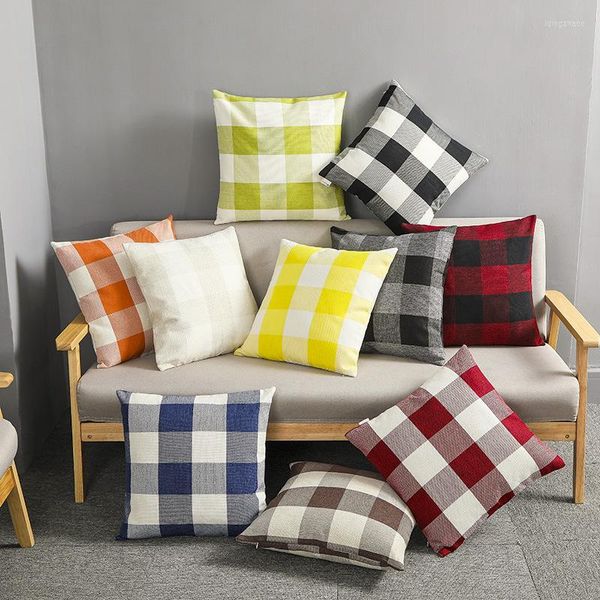 Kissen 45x45cm klassische Gitter werfen Kissen Schein rote Plaids H￼lle dekorative gegenteilte Sofa Couch Couch Abdeckung