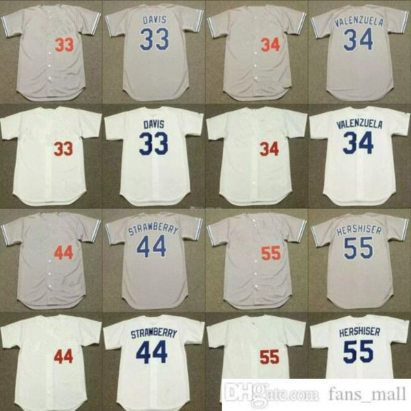 Baseball Los Angeles Retro 55 OREL HERSHISER 6 STEVE GARVEY 14 MIKE SCIOSCIA 15 DAVEY LOPES 16 RICK MONDAY 33 Eric Davis KEMP Trikots