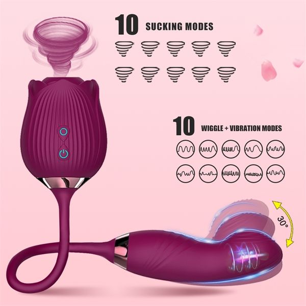 Sexspielzeug, Spielzeugmassagegerät, kraftvoller Rosenvibrator, erwachsene weibliche Klitoris, Nippel, Klitorissauger, G-Punkt-Vakuumstimulator, Dildo für Frauen, Fingerwackeln, XN79