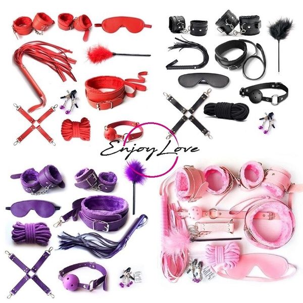 Itens de beleza bdsm escravidão restrição conjunto sexy handcuffs chicote contas anal brinquedos vibradores de plug butt para mulher adulta sm