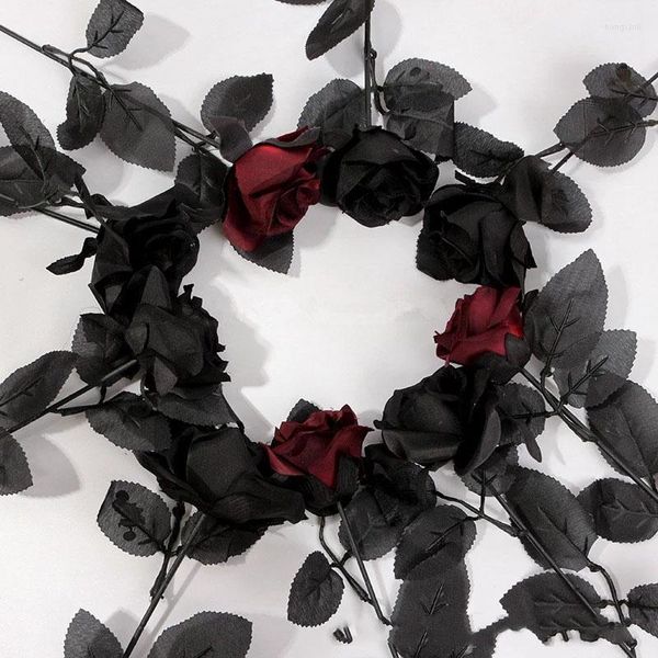 Dekorative Blumen 1pc schwarze Rose künstliche Simulation Valentinstag Geschenk Hochzeit für Heimdekoration Seidenrosen gefälschte Blume