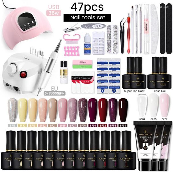 Nail Art Kits BORN PRETTY Maniküre-Set für Erweiterungen Gelpoliermittel 10 ml mit Trockner Elektrobohrmaschine Werkzeugmaschinen