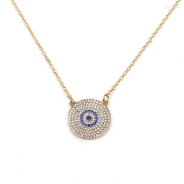 Подвесные ожерелья Lucky Eye Crystal Evil Collese Turkish Round Blue Chain для женщин ювелирные изделия Ey164