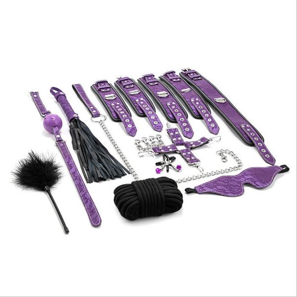 Itens de beleza Brinquedos sensuais para mulheres Bdsm Bondage Set Metal Butt Plug Tail Nylon Algemas Jogos para adultos S0153