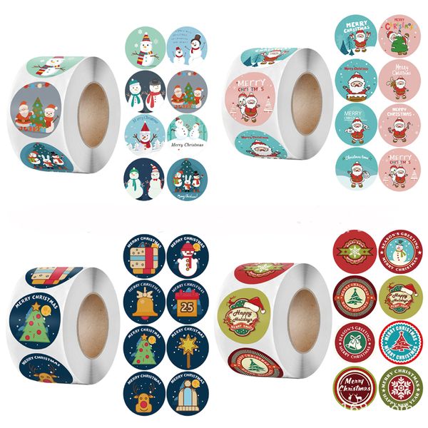 1.5 pollici 500 pz/rotolo Buon Natale Confezione Regalo Adesivo Xmas Baking Sealing Sticker X-mas Adesivi Sacchetto di Caramelle 2023 Anno Nuovo Navidad Noel