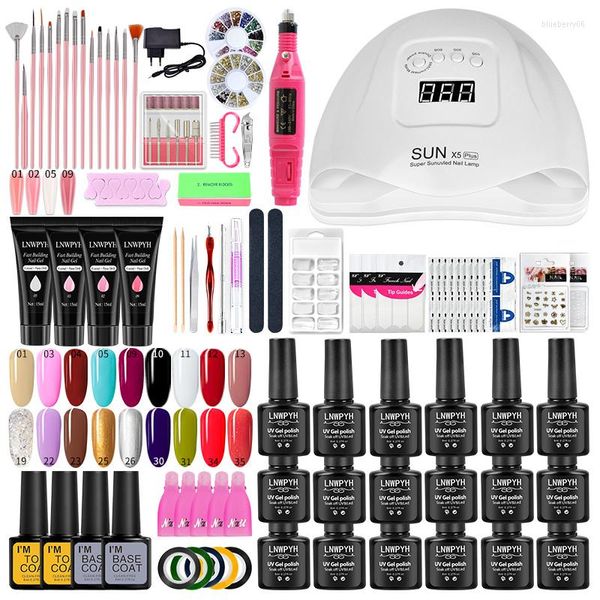 Nail Art Kits Acryl-Maniküre-Set LED-Trockner Elektrobohrer-Kit Farbe UV-Gel mit Gebäudepolitur-Werkzeugen