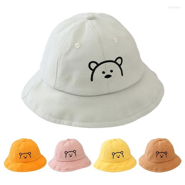 Berets Baby Cartoon Bear Buckte Hat Candy Color Animal Emelcodery Hats Moads Girl