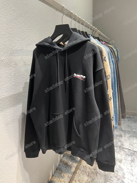 xinxinbuy homens capuzes designer destruídos letra de onda marítima impressão paris pullover women verde branco preto grande tamanho xs-l