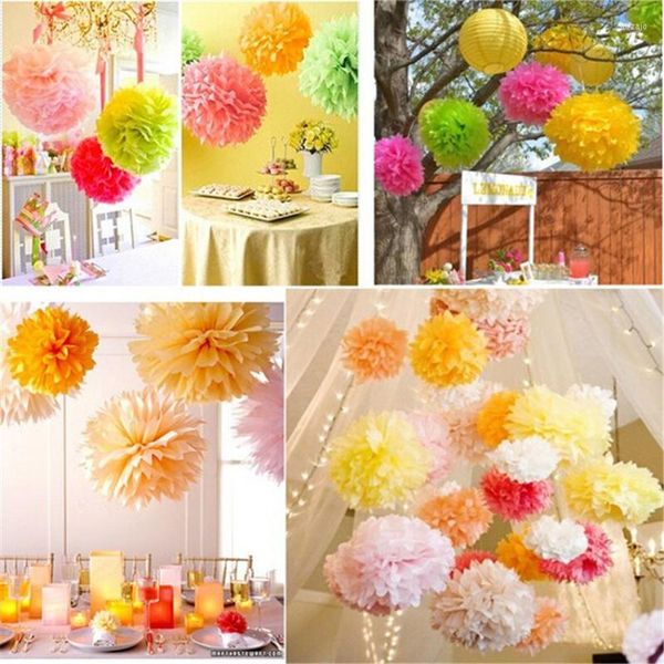 Fiori decorativi 10 pezzi 15 cm Palla da bacio in carta Matrimonio Festa di compleanno a casa Decorazione auto nuziale Pom Pom in tessuto Bomboniere 7z