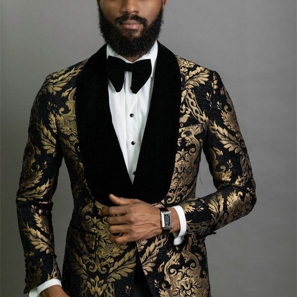 Mens Suits Blazers Traje elegante Homme Shawl lapela Black Jacquard Dinner Party Groom Wear Wedding for Prom Tuxedo Blazer 220826