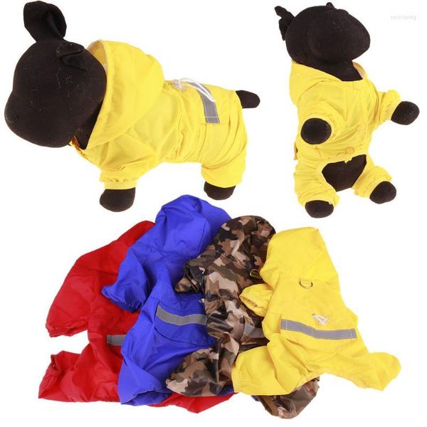 Hundebekleidung, Haustier-Regenmantel, Teddy-Kleidung, vierbeinige, mit Kapuze, reflektierende Warnkleidung