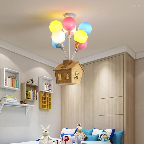 Lâmpadas pendentes de lâmpadas pendentes modernas Luzes de lâmpadas LED Balões coloridos infantil infantil luminárias de decoração de quarto infantil