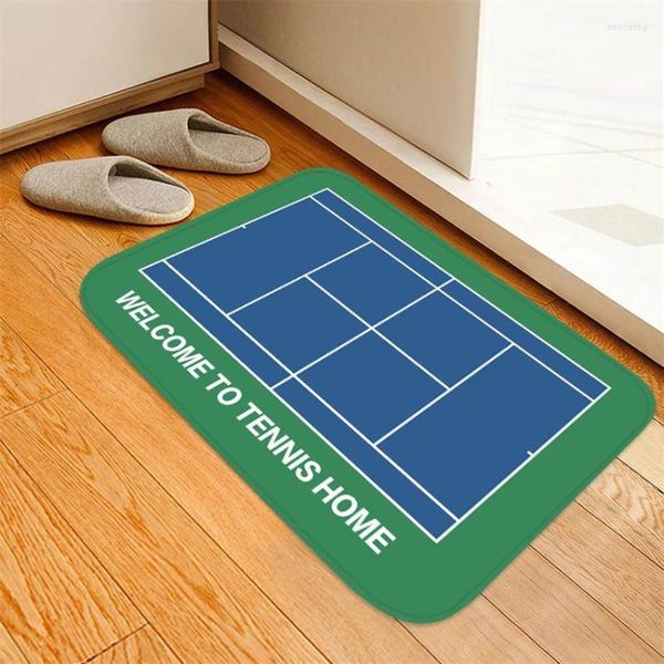 Tappeti Campo da tennis Flanella stampata Tappetino antiscivolo che assorbe l'acqua Tappeto per la casa Bagno Balcone Zerbino Cucina Pavimento