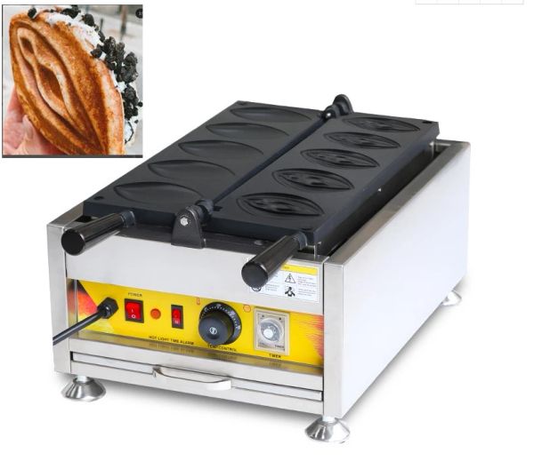 Attrezzature per la lavorazione degli alimenti in acciaio inossidabile Elettrico 5 pezzi Macchina per waffle Grils Vagina SexyWaffle Baker Pussy Waffle Maker