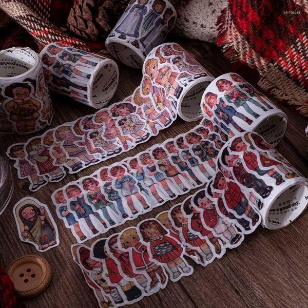 Подарочная упаковка 50 штук винтажной ленты стикеры томатные суп -кукол серия декоративные наклейки