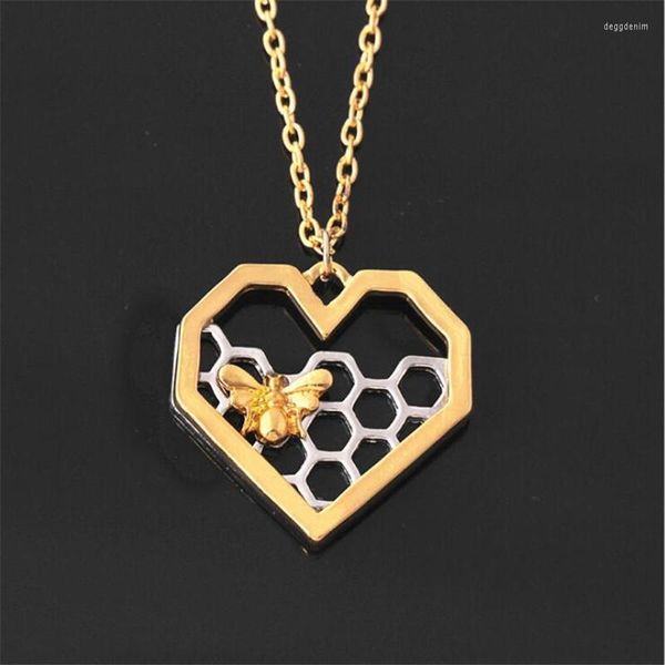Colares pendentes de personalidade europeia de estilo europeu Honeycomb em forma de coração jóias prateadas de jóias criativas xl126