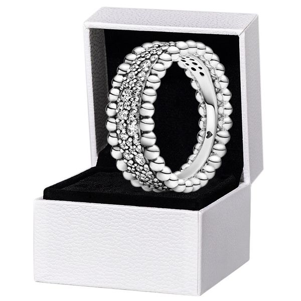 NOVITÀ ANELLO con fascia pavimentata in rilievo Autentico argento sterling 925 Donna Uomo Gioielli da sposa designer per anelli con diamanti pandora CZ con cofanetto originale