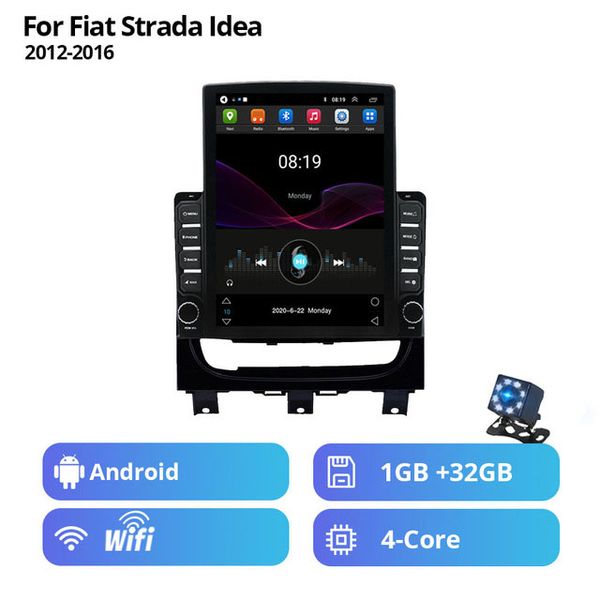 Video multimediale per auto Android da 9 pollici per Fiat Strada/cdea 2012-2016 con supporto Bluetooth AUX collegamento visone OBD II