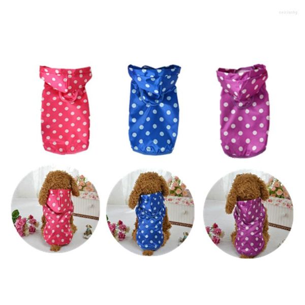 Abbigliamento per cani Impermeabile impermeabile per animali domestici Cappotto antipioggia a pois Abbigliamento antipioggia con cappuccio per cani di taglia piccola e media Teddy Chihuahua Forniture per abbigliamento da esterno