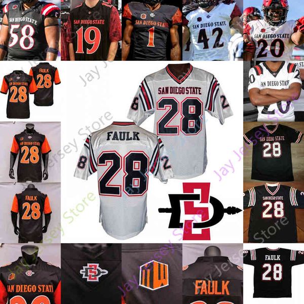 Abbigliamento da football americano universitario Abbigliamento da football americano universitario Maglia da calcio personalizzata San Diego State Aztecs NCAA College 3 Carson Baker 26 Kaegun Williams Elijah Ko