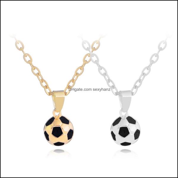 Collane con ciondolo Gioielli sportivi Collana da calcio in acciaio inossidabile per uomini e donne Ciondolo con ciondolo da calcio con catena a goccia Dhseller2010 Dhefg