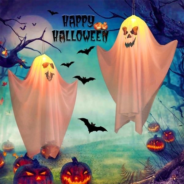 Altri articoli per feste per eventi Decorazione di Halloween Luce LED Ragnatela Gypsophila Ghost Festival Dress Up Glowing Wizard Ghost Hat Lamp Decor Hanging Lantern 220829