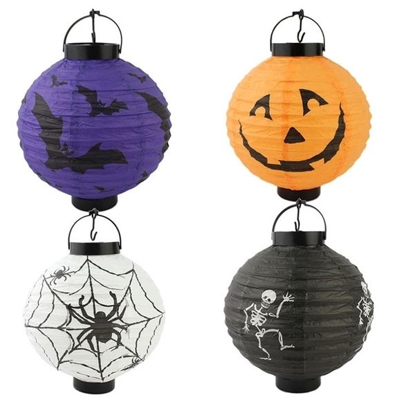 Outra festa de evento suprimentos de halloween decoração led spider aranha pendurada lanterna presente portátil papel lampion pendurado bola em casa decoração 220829