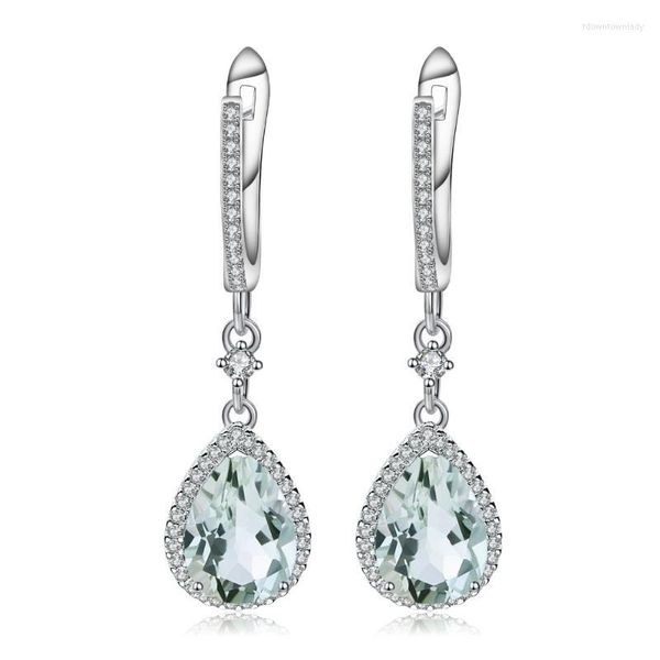 Dangle Ohrringe Gems Ballett Natural Green Amethyst Gemstone Drop für Frauen 925 Sterling Silber Mode Hochzeit Fein Schmuck