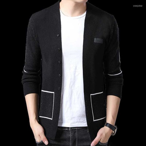 Maglioni da uomo Brand Men Cardigan con bottoni lavorati a maglia Pullover casual con scollo a V Capispalla Abbigliamento Maglione grigio nero