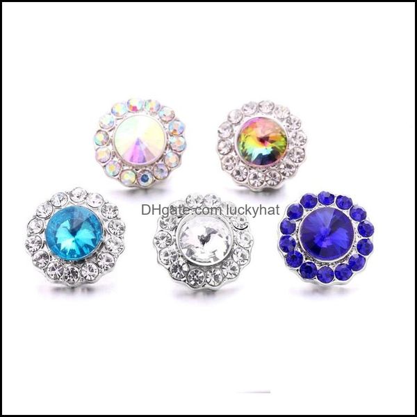 Gancos ganchos de armários de shinestone Chunk 18mm Button Snap Radiant Zircon Flower Charms BK para Snaps Diy Jewelry Sobes S DhSeller2010 DH2NC